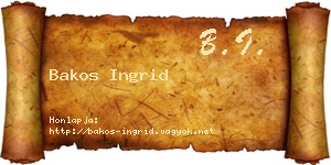 Bakos Ingrid névjegykártya